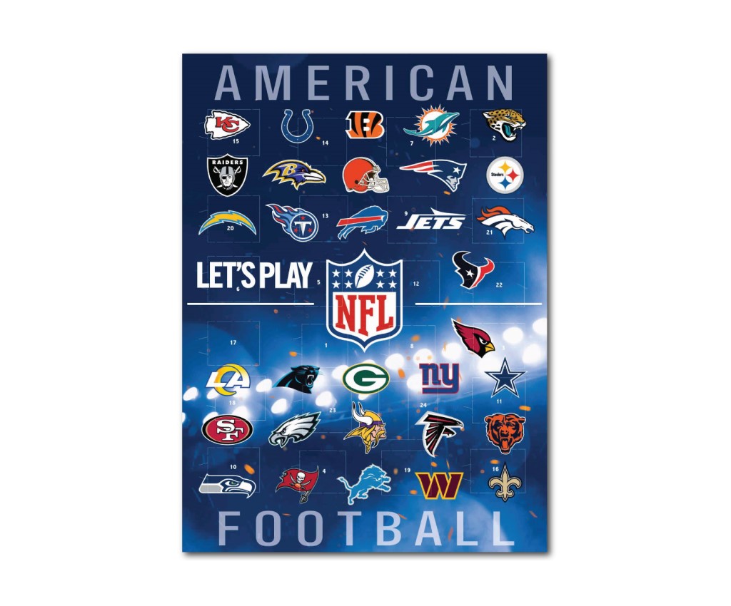 美式足球隊聖誕倒數日曆牛奶巧克力 75克